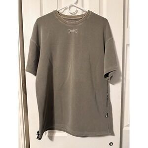 ASRU Mens Graphic T Shirt Olive Green Relaxed Fit Crew Neck Size L